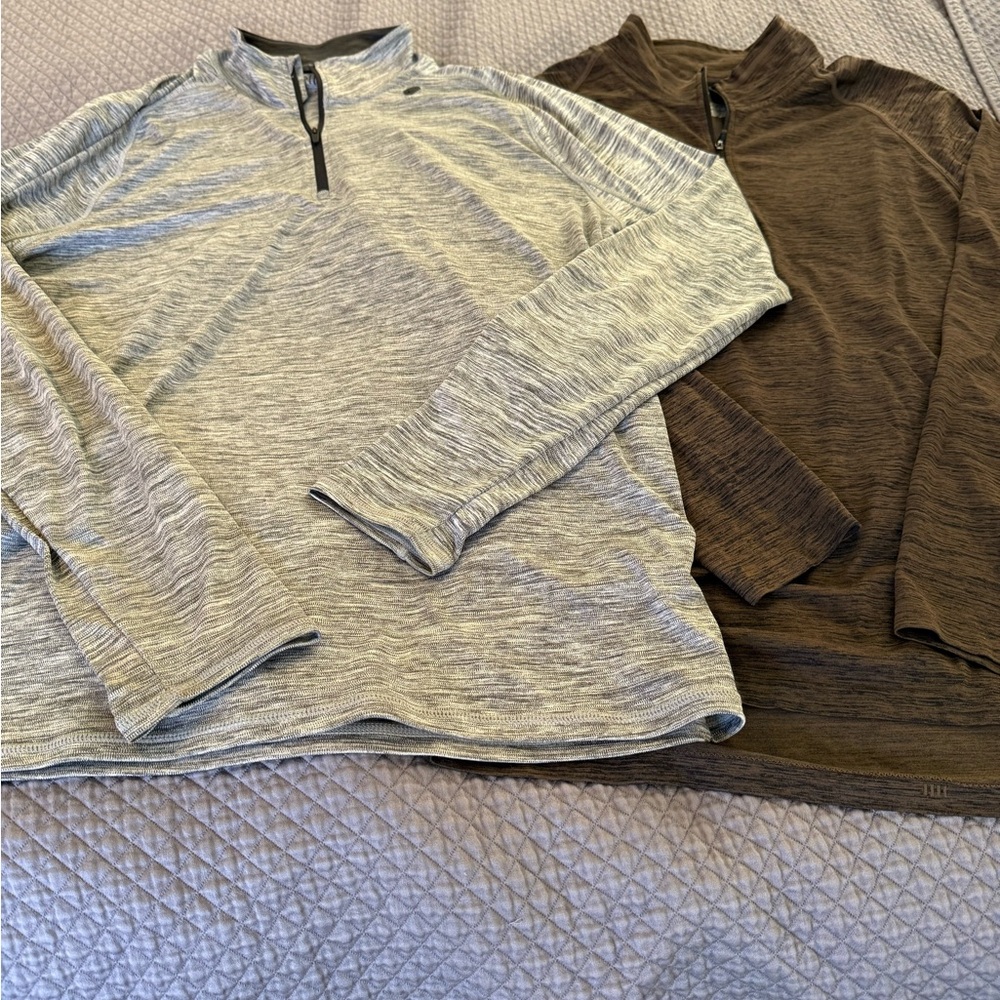 Zella Men's Heather Gray and Dark Brown Quarter-Zip Shirts